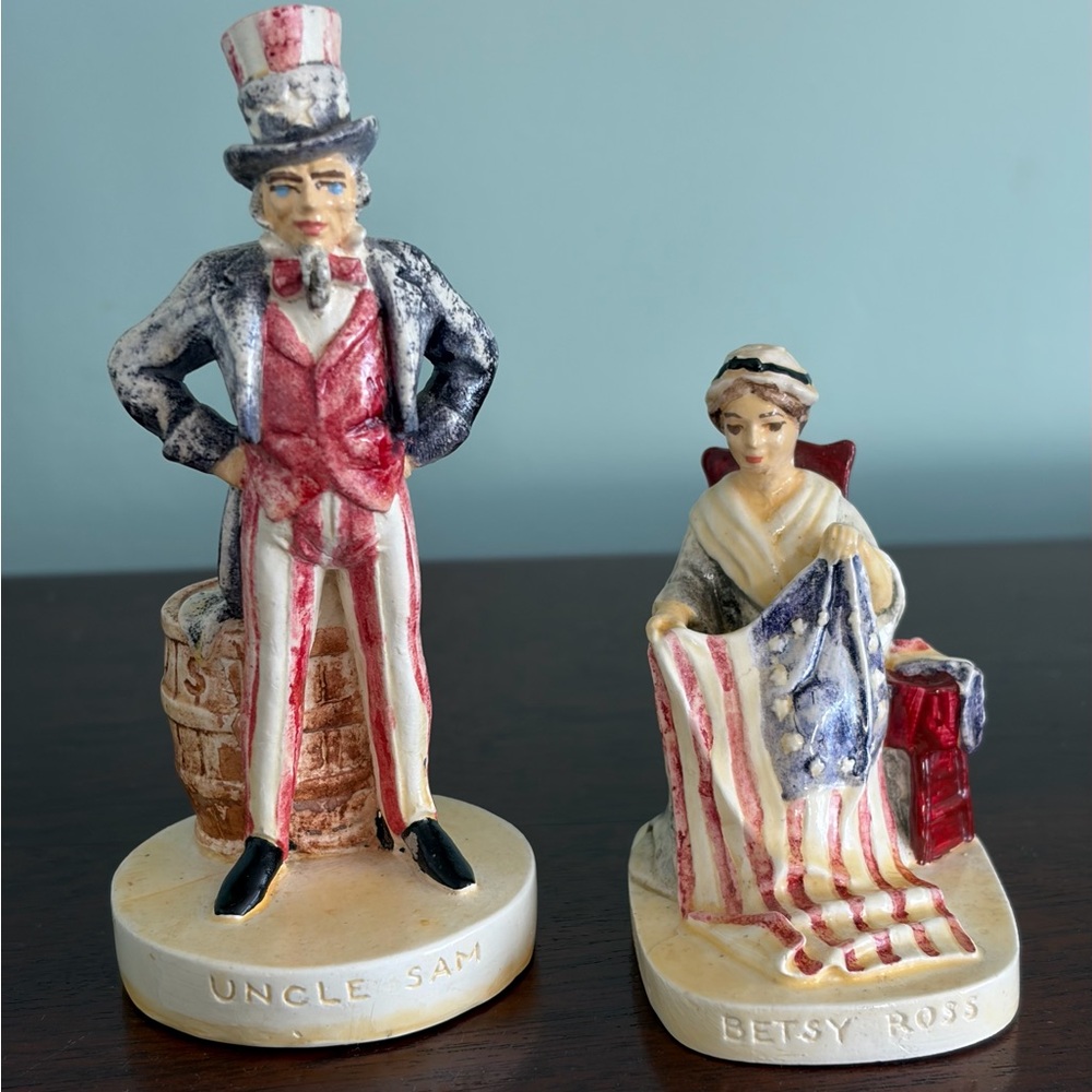 Sebastian Patriotic Uncle Sam and Betsy Ross Figurines